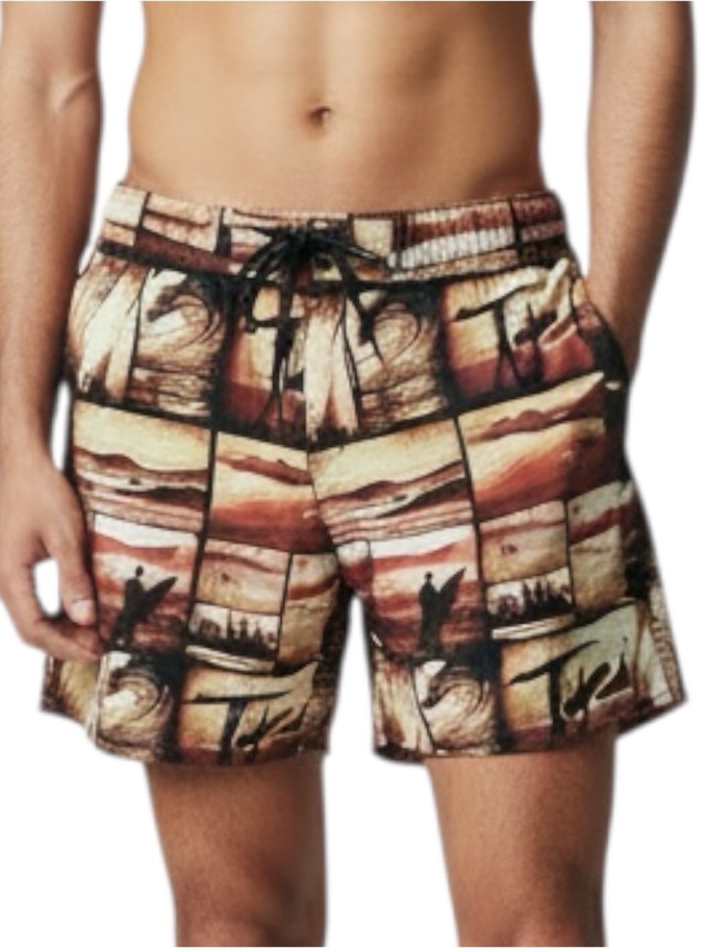 Far West Surf 🏄 Palms Sunset Tropical Board Swim Trunk  NWOT
